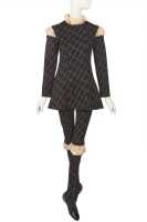 Peggy Moffit's Rudi Gernreich black and brown squiggle weave 'Renaissance' ensemble, Fall 1968 - 2