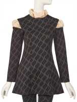 Peggy Moffit's Rudi Gernreich black and brown squiggle weave 'Renaissance' ensemble, Fall 1968 - 4