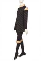 Peggy Moffit's Rudi Gernreich black and brown squiggle weave 'Renaissance' ensemble, Fall 1968 - 6