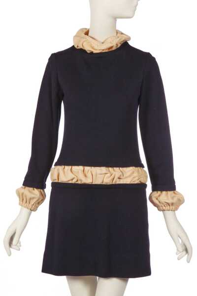 Peggy Moffit's Rudi Gernreich navy knitted 'Renaissance' dress ensemble, Fall 1968