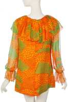 Peggy Moffitt's Rudi Gernreich printed orange and green chiffon mini dress, Spring-Summer 1969 - 2