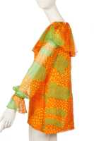 Peggy Moffitt's Rudi Gernreich printed orange and green chiffon mini dress, Spring-Summer 1969 - 5